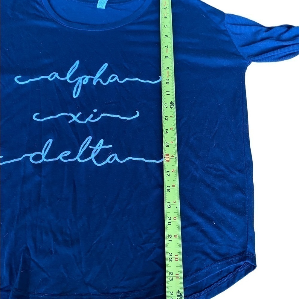 Alpha Xi Delta Navy Sorority Long Sleeve Top. Size M 65% POLYESTER 35% VISCOSE - Picture 9 of 9